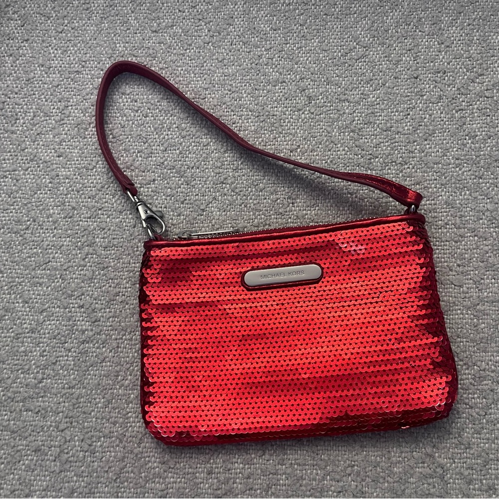 MICHAEL KORS Sparkling Sequins & Leather Mini Handbag Wristlet